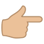 Dorso de la mano con dedo índice apuntando hacia la derecha: tono de piel medio-claro :point_right_tone2: 👉🏼